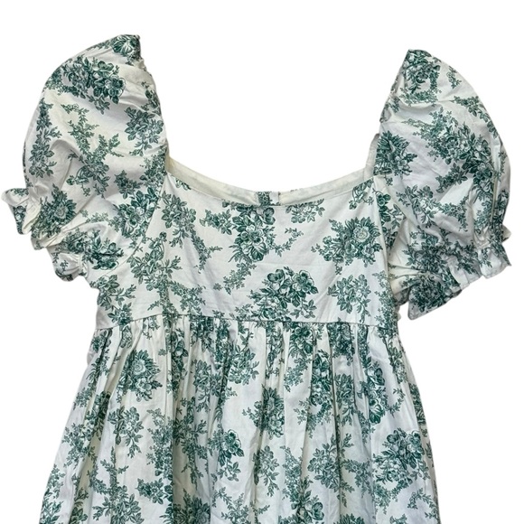 Janie & Jack Green Toile Puff Sleeve Dress size 12 - Picture 5 of 8